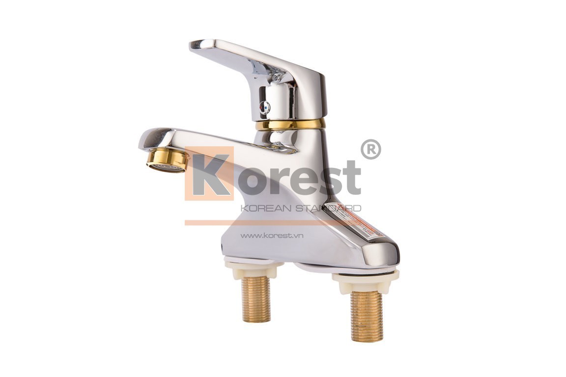 Bộ vòi chậu đồng mạ crom Korest K3003V-CR Bộ vòi chậu đồng mạ crom Korest K3003V-CR