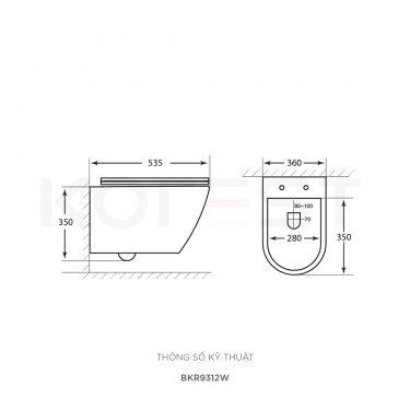 Bàn cầu treo tường BKR9312W