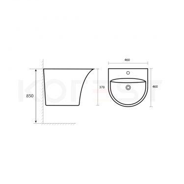 Chậu rửa lavabo liền chân CKR9505