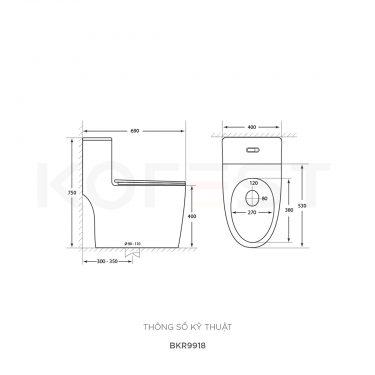 Bàn cầu 1 khối BKR9918