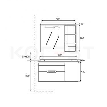 Bộ tủ chậu lavabo cao cấp CKR-TC8202
