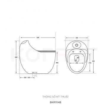 Bàn cầu 1 khối BKR1114B | Bồn cầu trứng