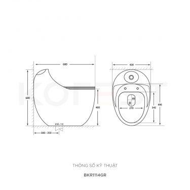 Bàn cầu 1 khối BKR1114GR | Bồn cầu trứng
