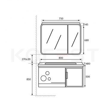 Bộ tủ chậu lavabo cao cấp CKR-TC8003